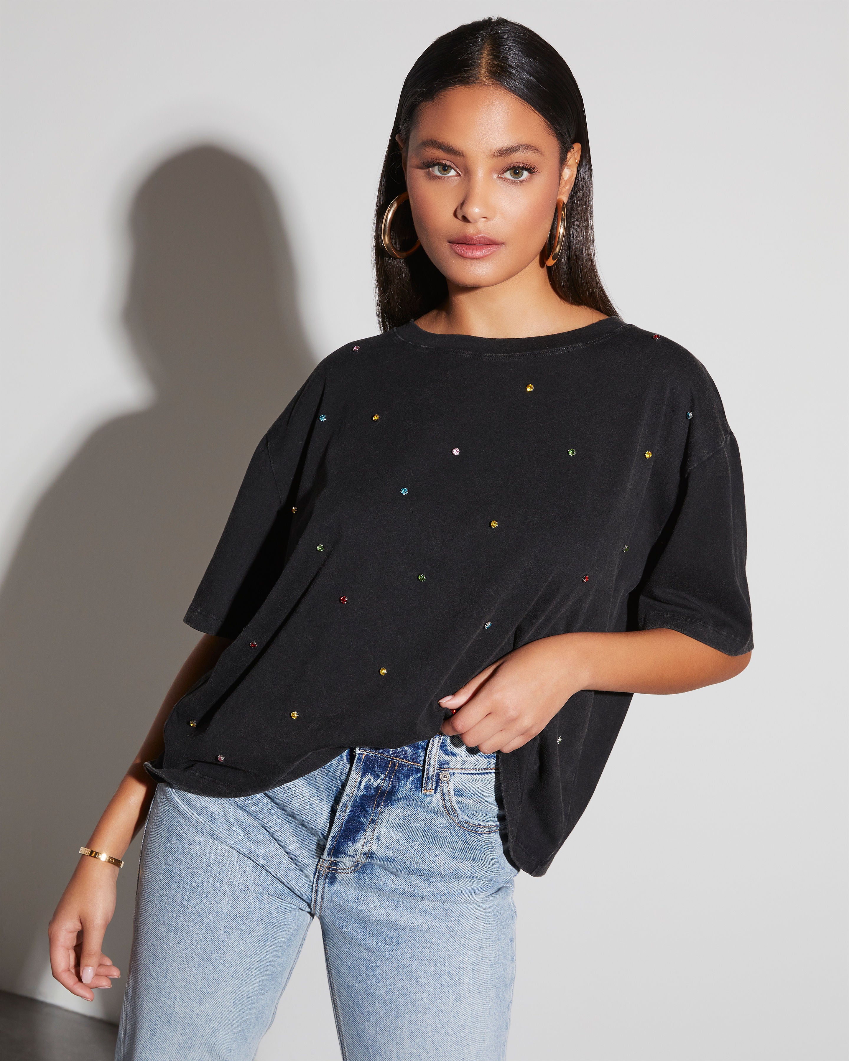 

Carmelita Rhinestone Embellished Crew Neck Tee