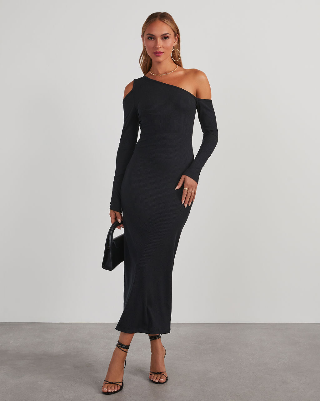 

Regina Cutout One Shoulder Knit Midi Dress