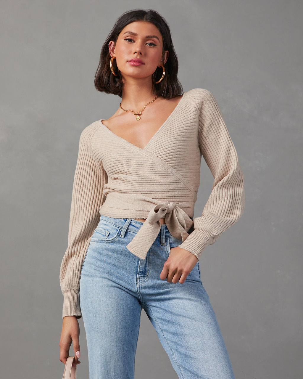 

Rayna Cropped Wrap Sweater
