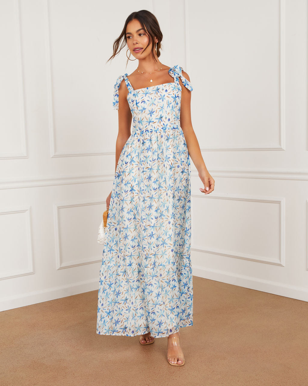 

Antonia Printed Tie Shoulder Maxi Dress