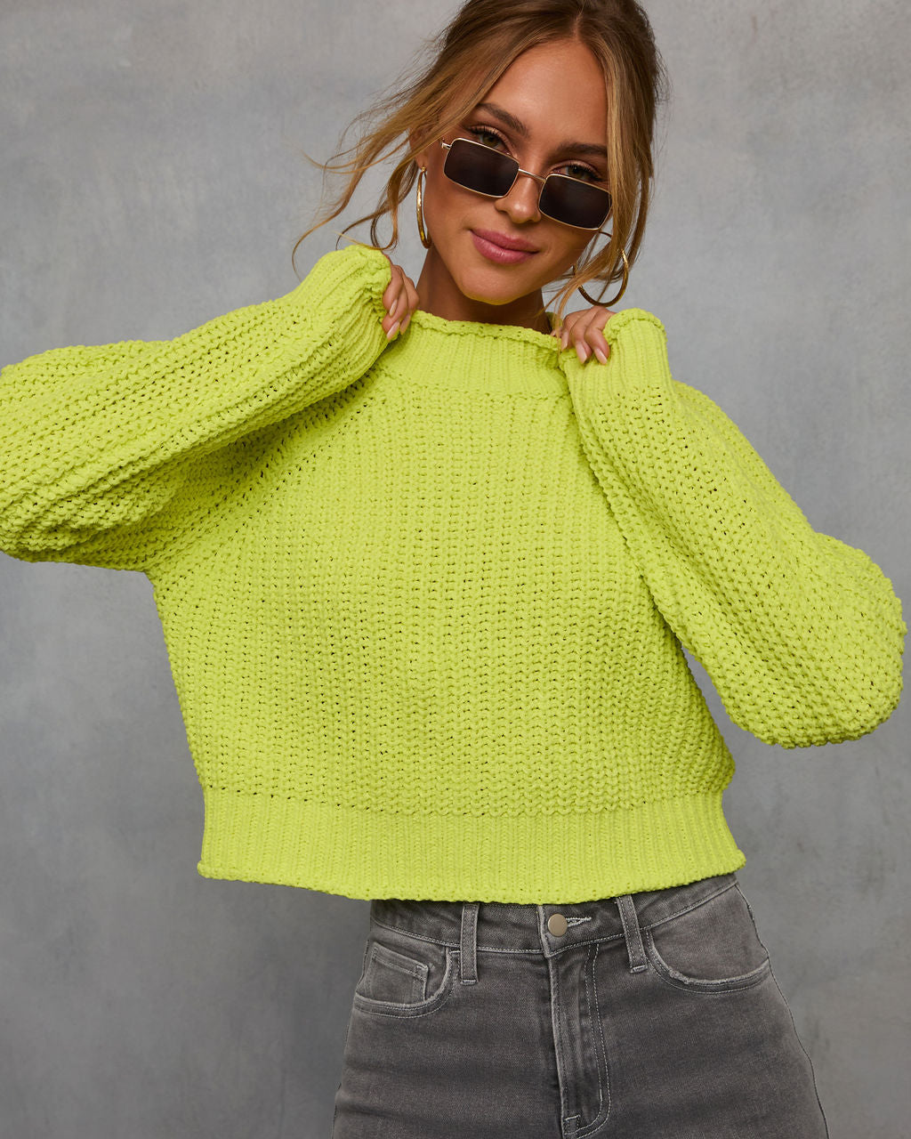 

Pure Joy Mockneck Knit Sweater - Yellow / L