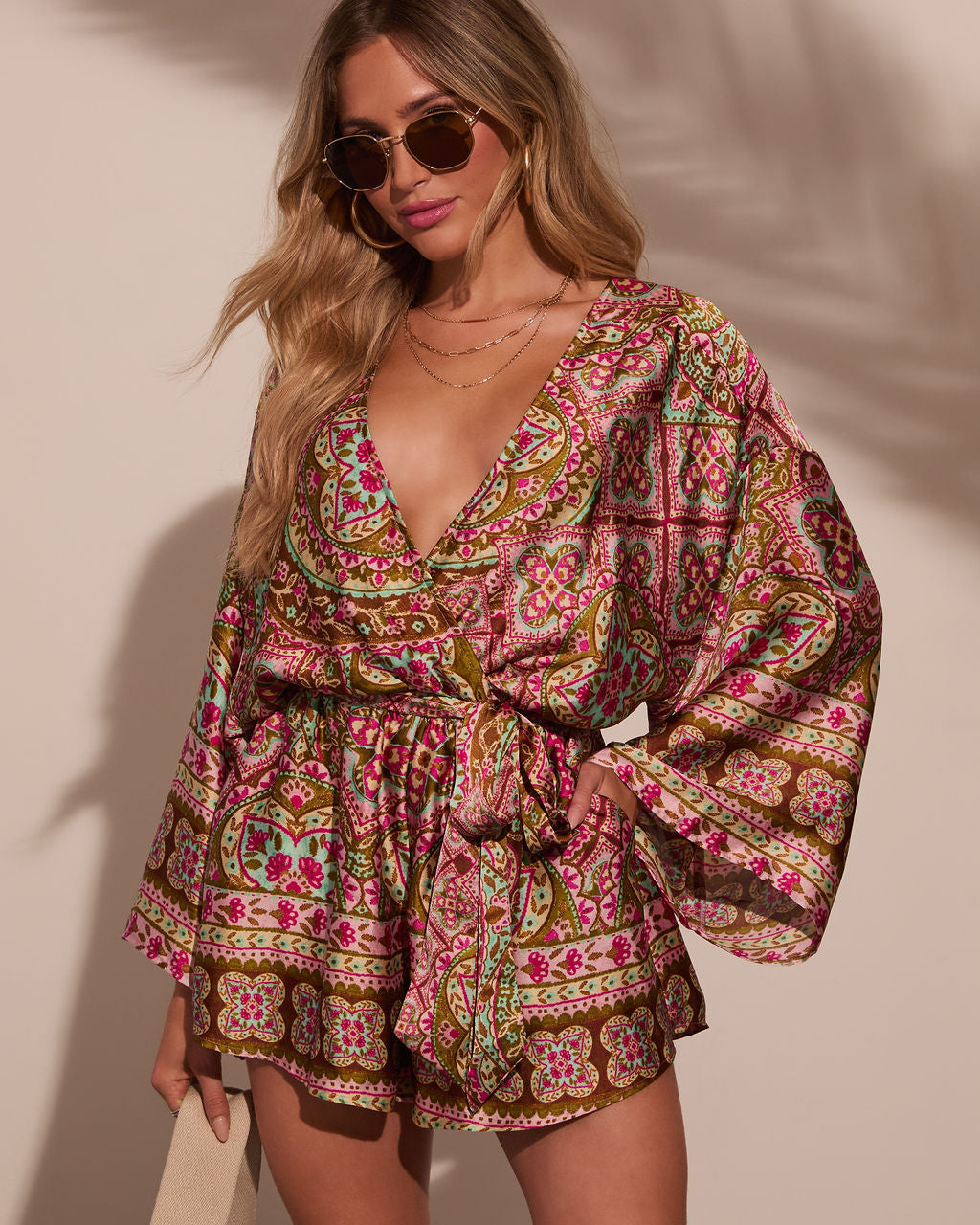 

Jayden Printed Satin Romper