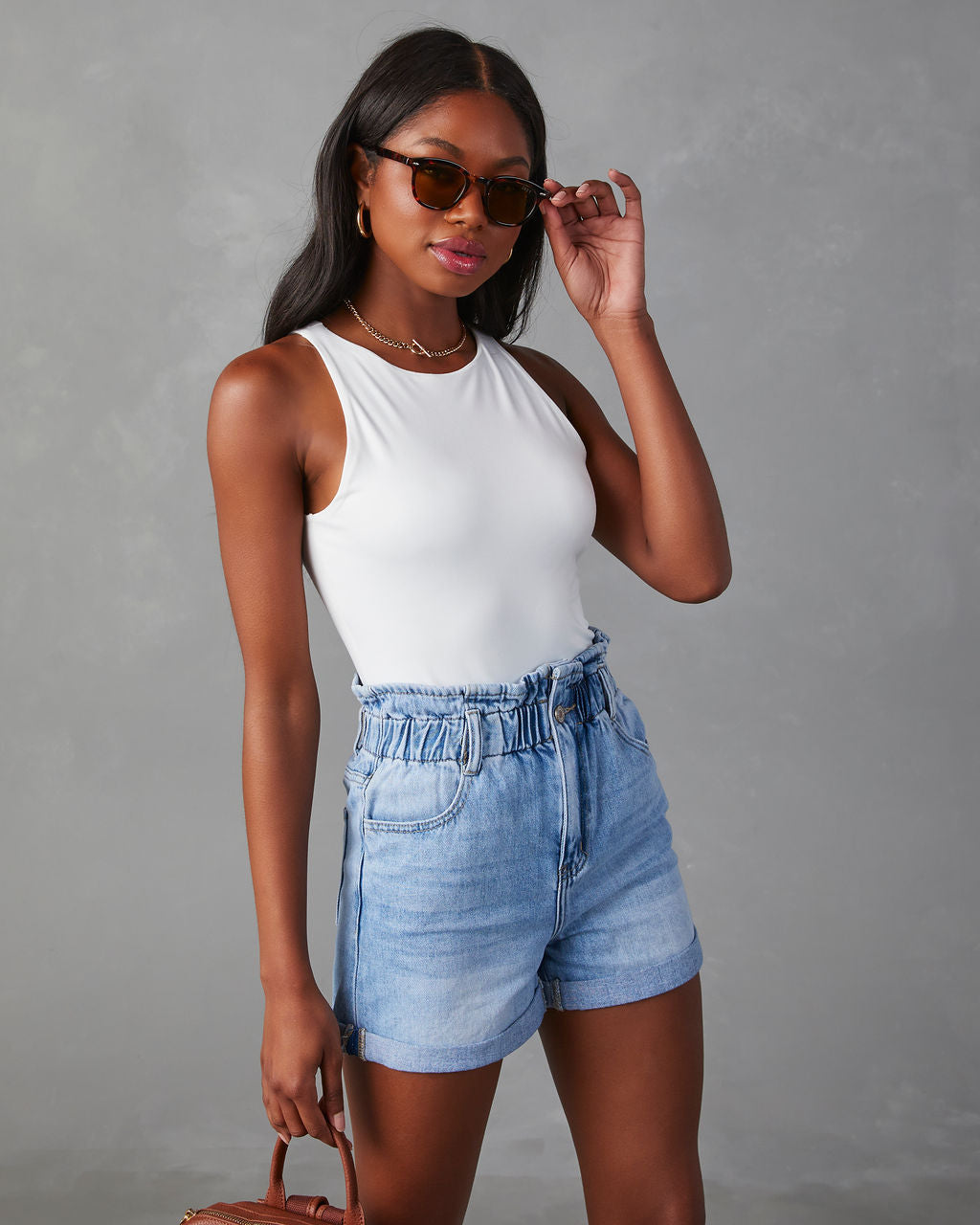 Highway High Rise Cuffed Denim Mom Shorts – VICI