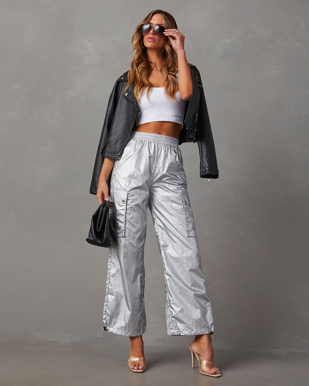 

Miley High Rise Metallic Cargo Pants