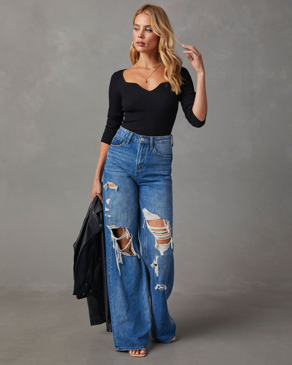 

Marcey Ribbed Long Sleeve Top
