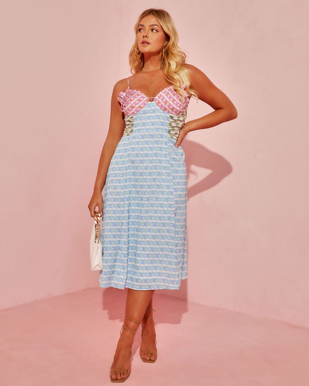 

Summer Lover Floral Ruffle Trim Midi Dress