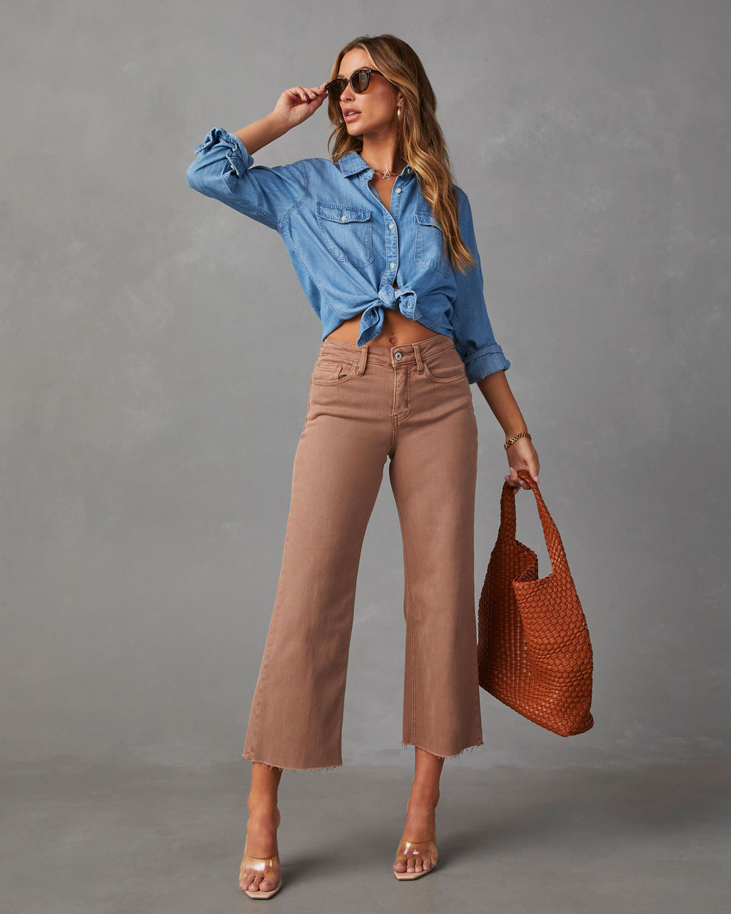 

Beckley Mid Rise Wide Leg Cropped Jeans