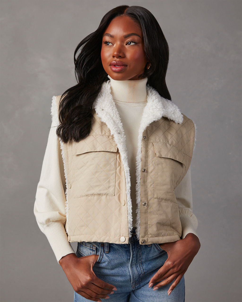 

Everlasting Faux Fur Cropped Puffer Vest