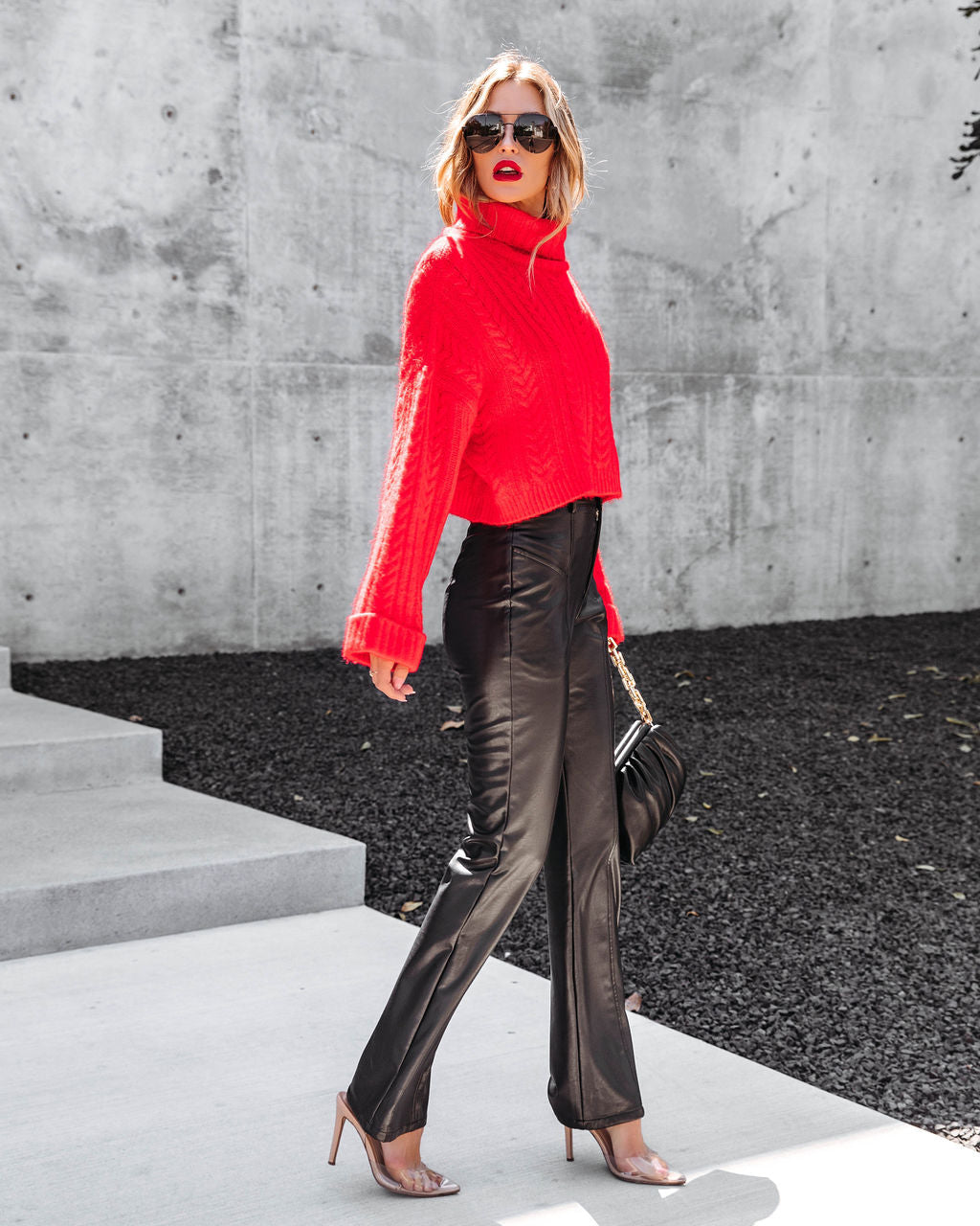 

Earned It Pocketed Faux Leather Flare Pants