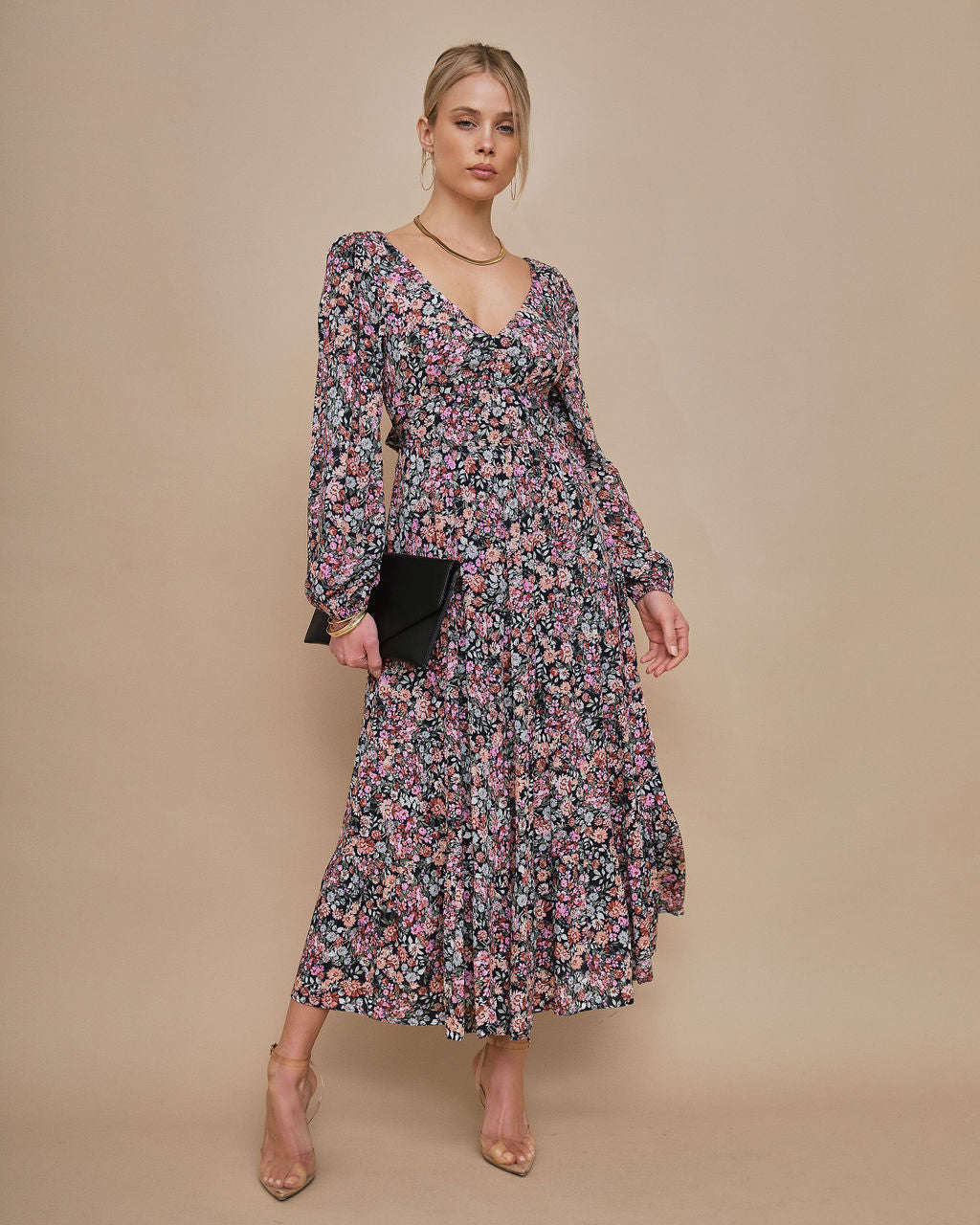 

Meredith Tie Back Floral Midi Dress
