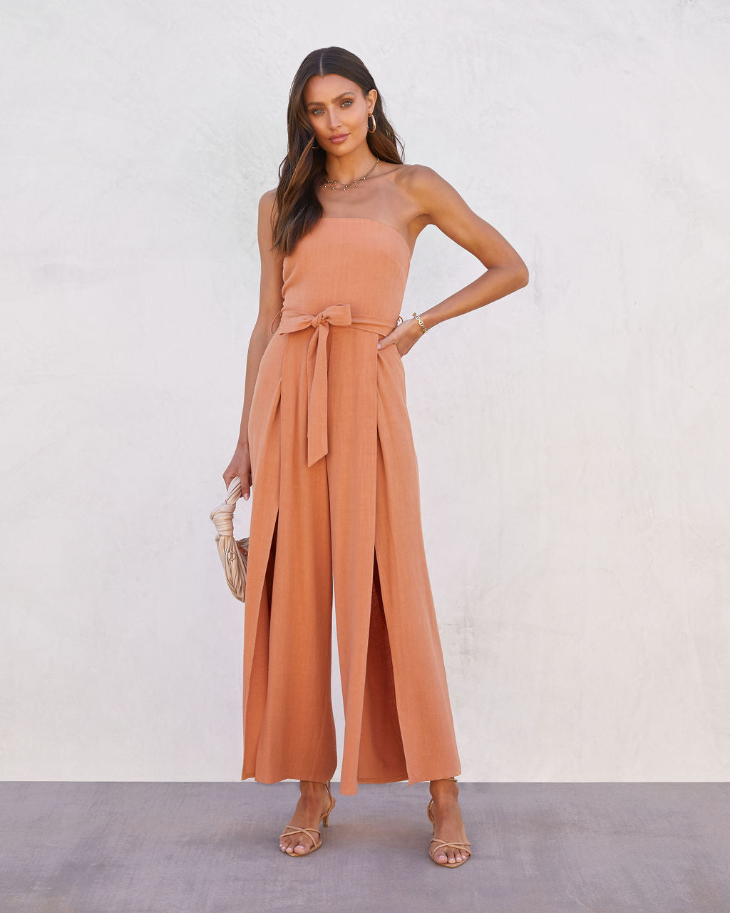 

Nadia Strapless Slit Jumpsuit