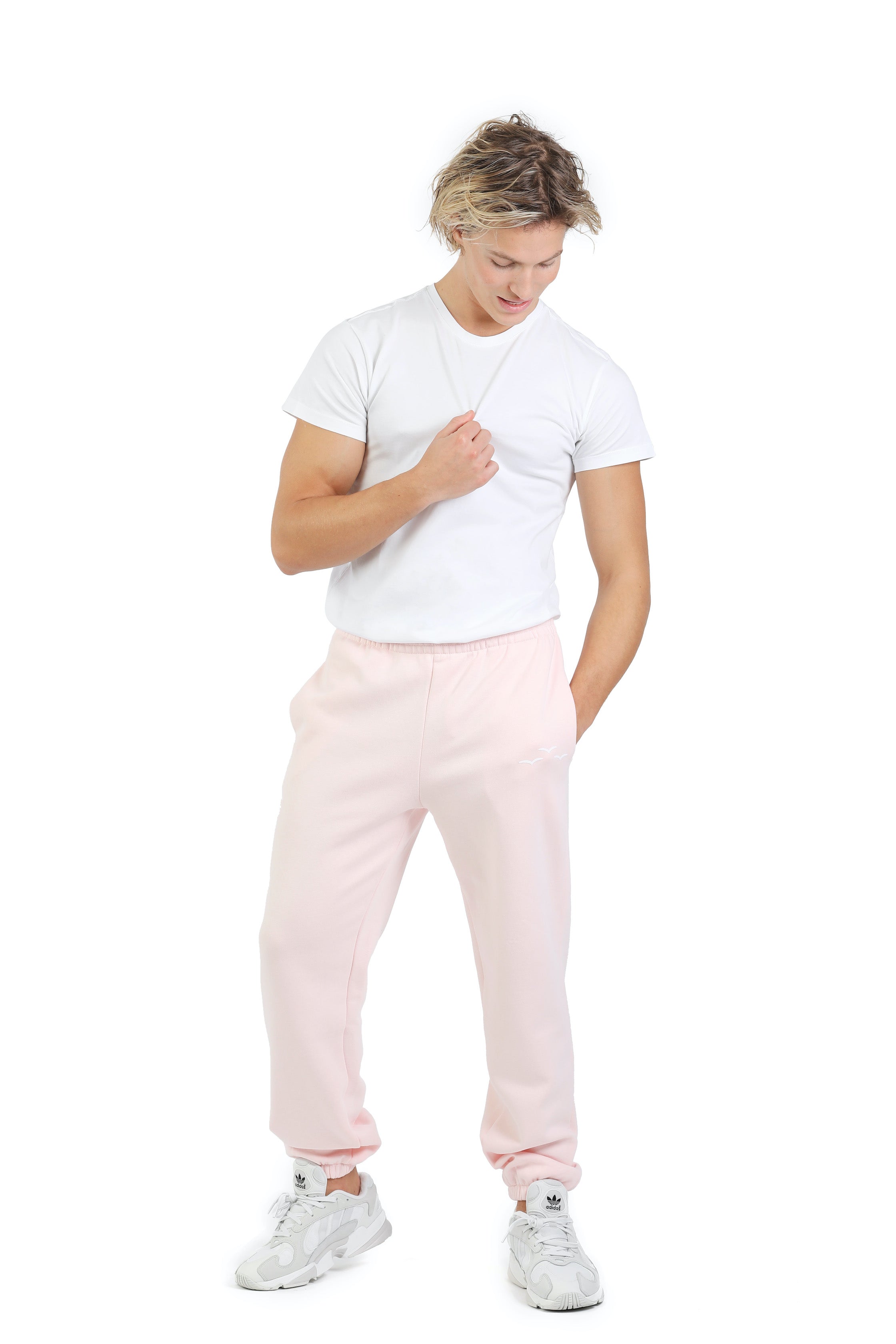 Men's joggers in orchid pink