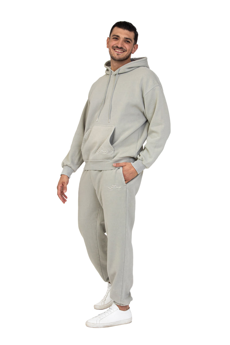 Men’s Premium Fleece Relaxed Sweatsuit Set in Vintage Pearl Grey ...