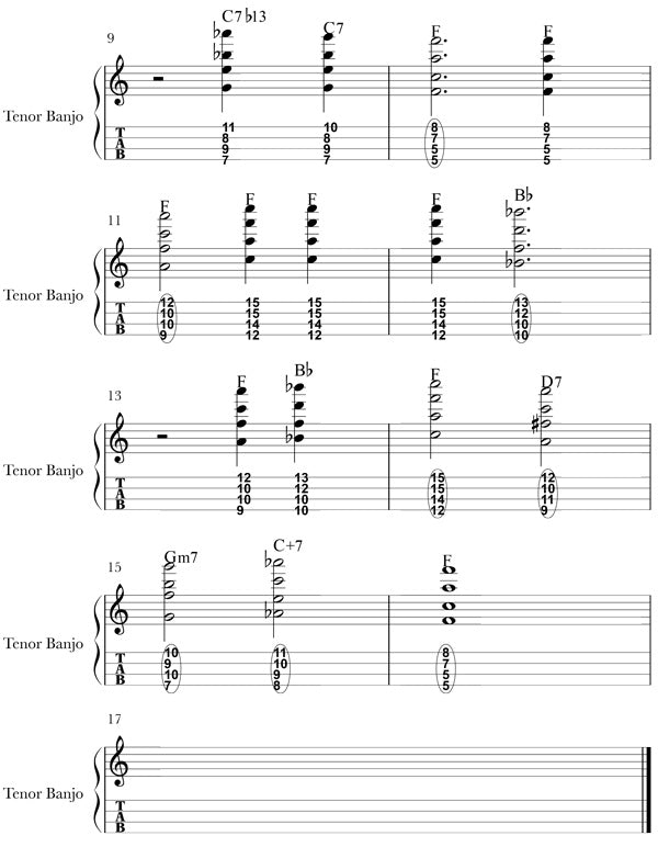 Basic Tenor Banjo Chord Melody Arrangement - When the Saints Go Marchi