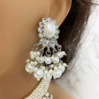 Bridal Jewelry Set, Victorian Pearl Choker Necklace Earrings, Indian Bridal Jewelry Set, Kundan Jewelry, Ivory Pearl Choker statement Set