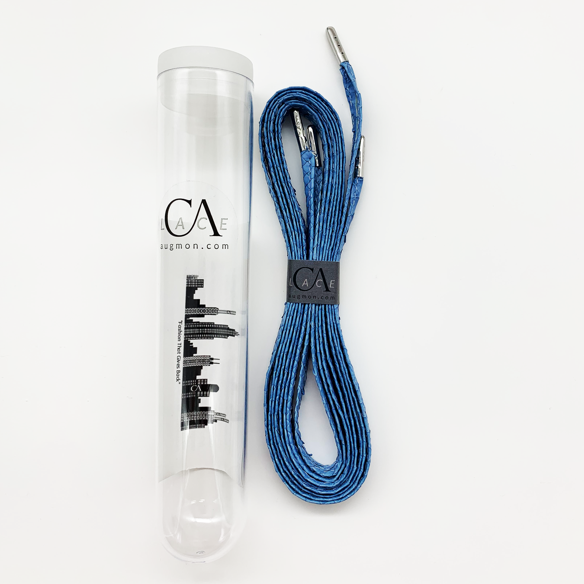CA Lace “Genesis Carolina Blue Mamba”  Custom Blue Authentic Python Hand Crafted Shoe Laces