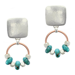 Silver Copper and Turquoise Earring