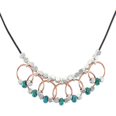 Silver Copper and Turquoise Necklace