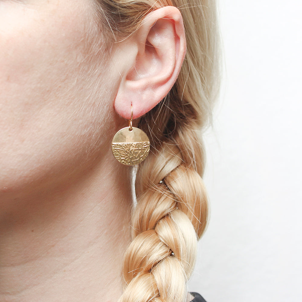 Disc with Crinkle Semi-Circle Wire Earring