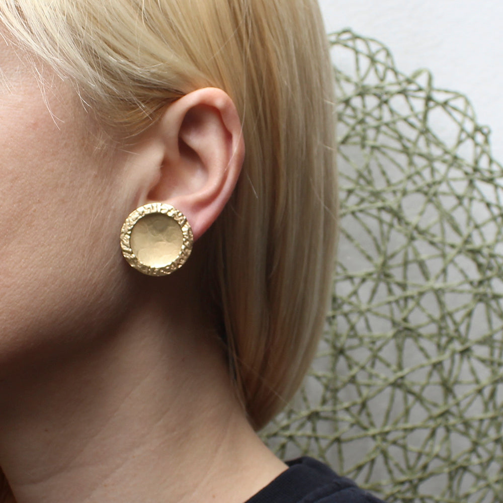 Circular Frame Over Disc Post or Clip Earring