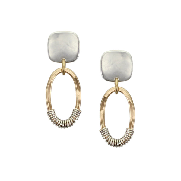 Rounded Square with Wire Wrapped Oval Ring Post Earring – Marjorie Baer ...