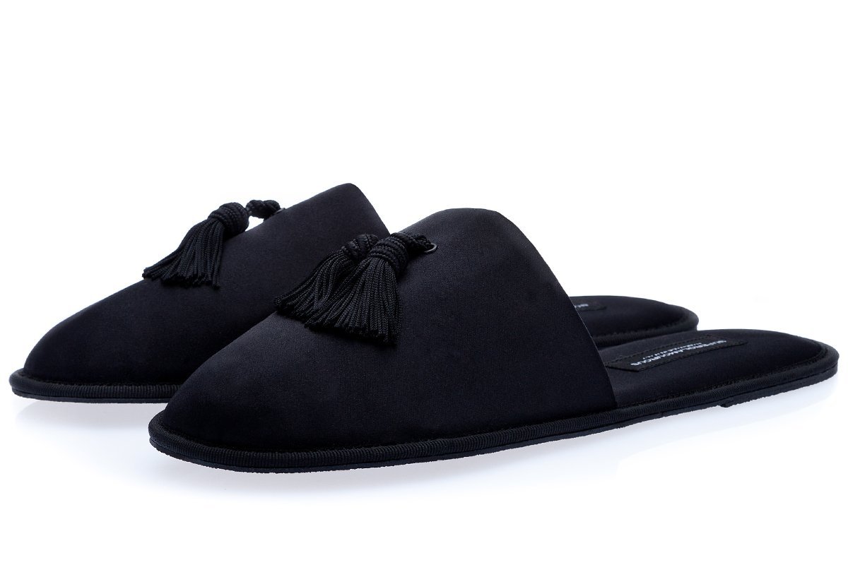 LOUIS SATIN BLACK HOME-SLIPPERS