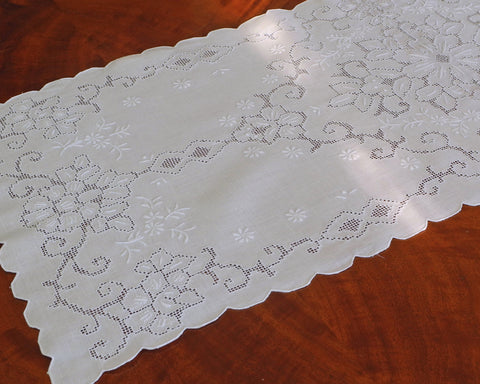 Table Runner Or Dresser Scarf In 100 Pure Linen Hand Embellished