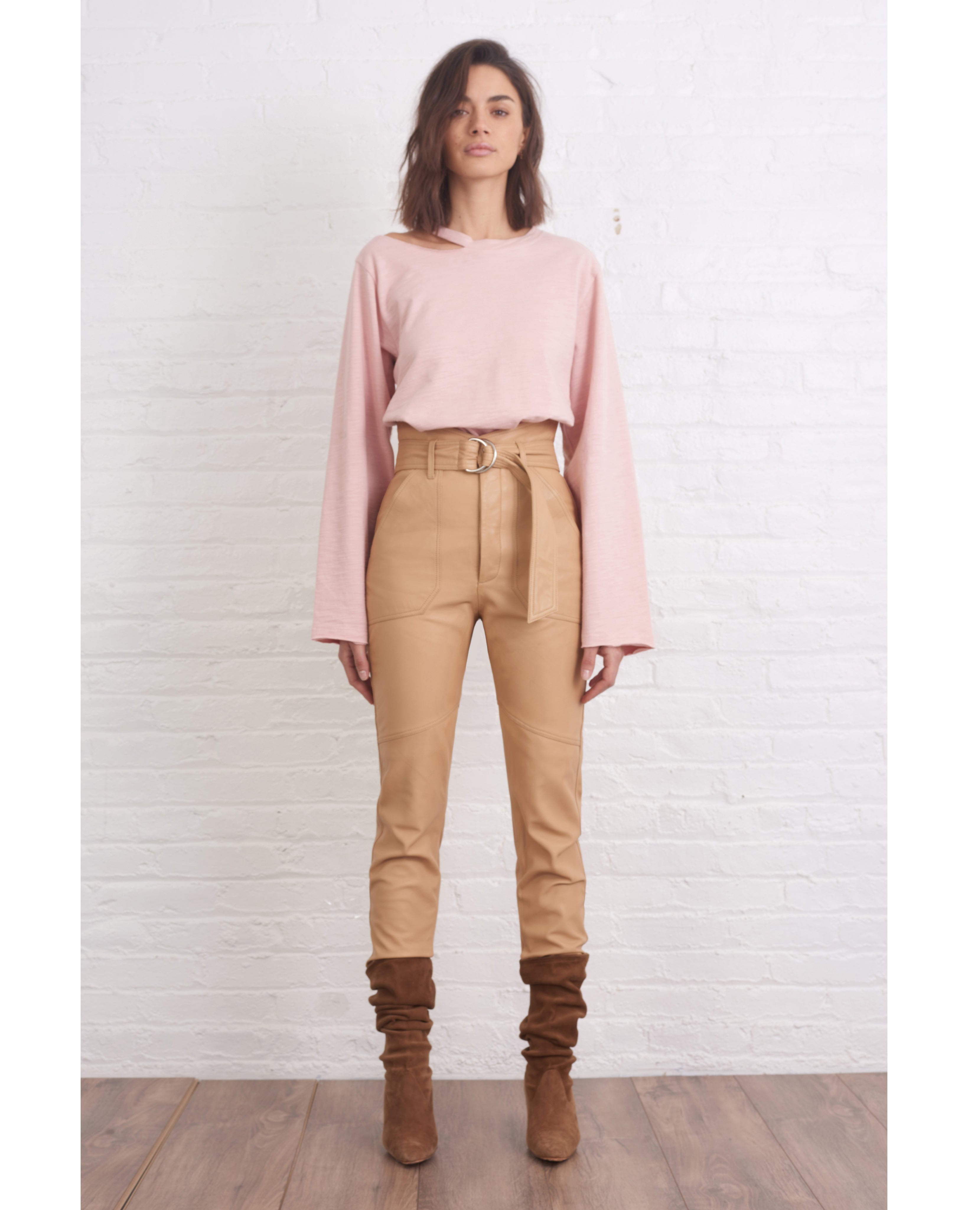 Bennett Patch Pocket Leather Pant in Desert