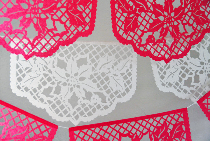 Poinsettia Christmas Banner Ay Mujer Shop Fine Papel Picado For Weddings Fiestas And Altars 9702