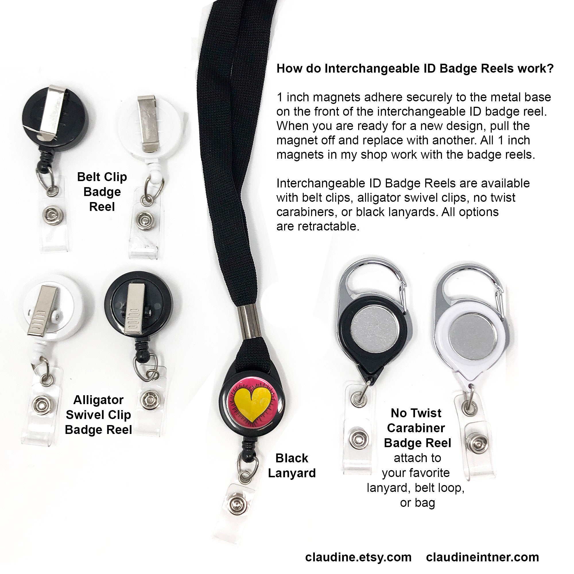 Cat Badge Reel OR Magnet, Retractable Badge, Badge Reel, Badge