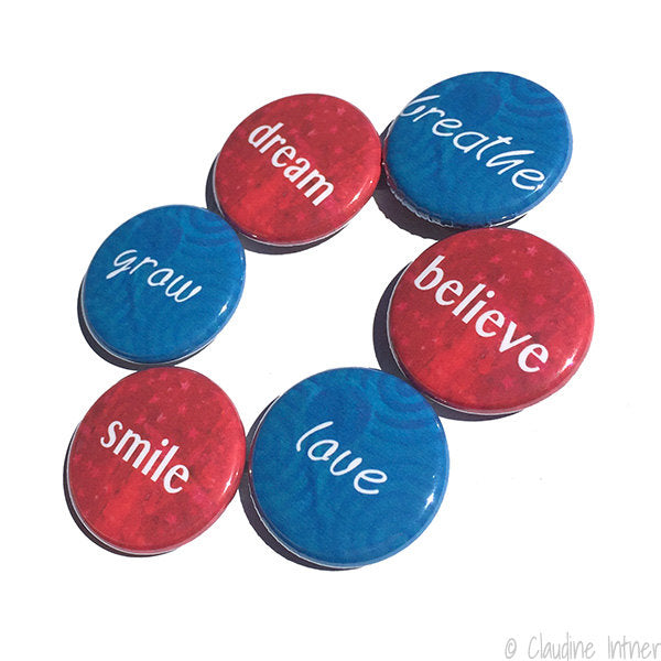 Science Pin Back Buttons or Fridge Magnets - Claudine Intner