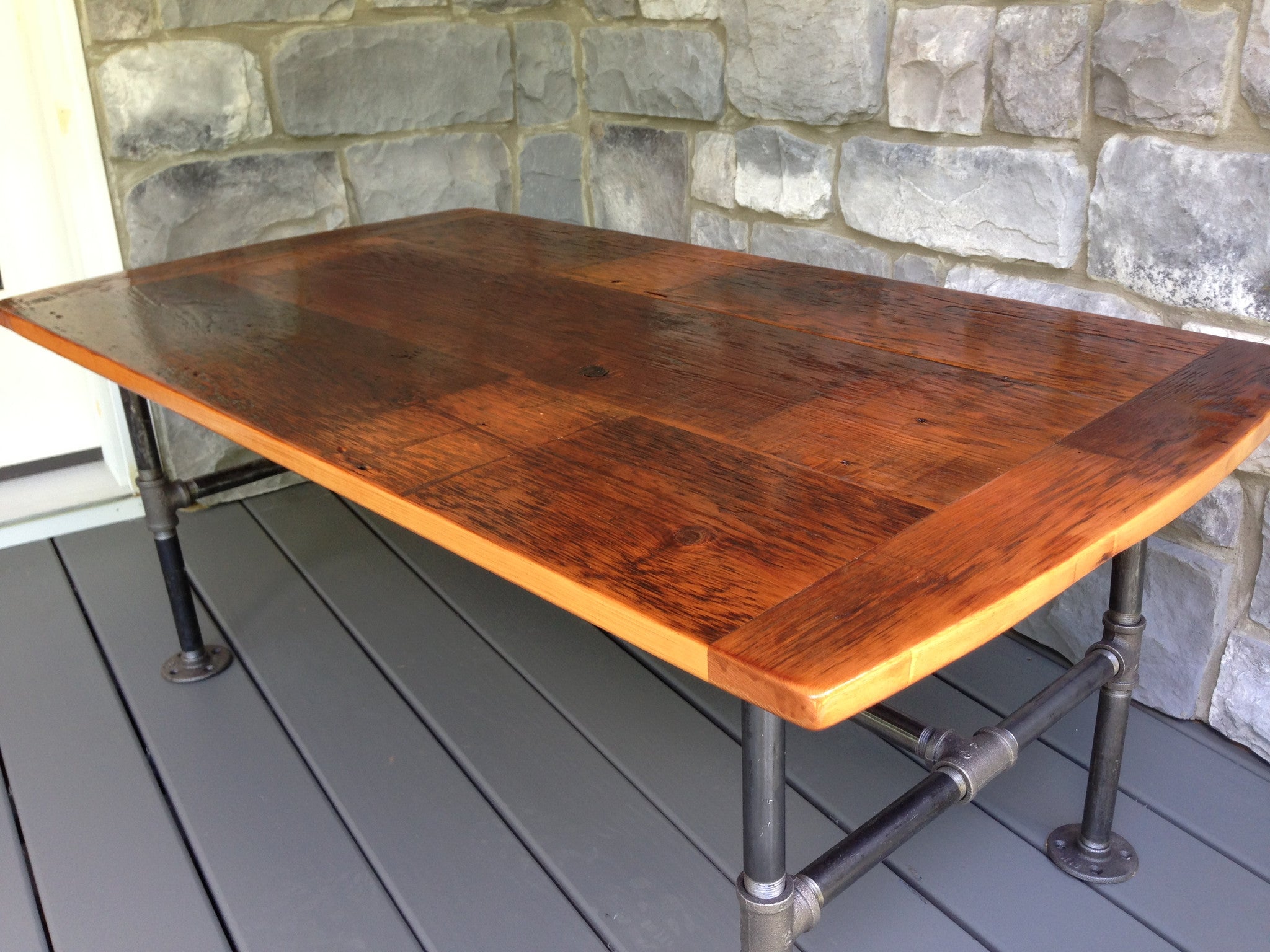 Reclaimed Flooring Coffee Table with Metal Legs