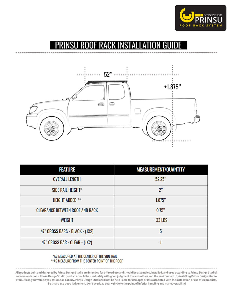 Prinsu 1st Gen Toyota Tundra Access Cab Rack | 2000-2006 – Roof Top