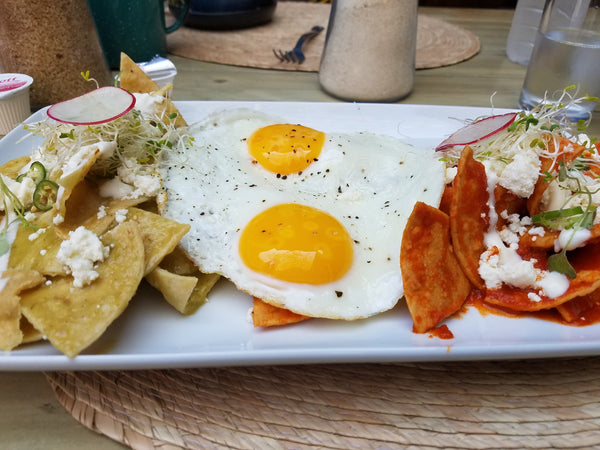 Huevos Racheros Divorciados at Pan:AM in Oaxaca