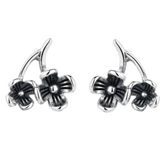 sterling-silver-oxidized-retro-double-flowers-curvy-drop-stud-earrings-boxed