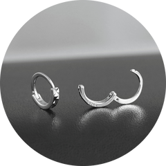 Sterling Silver Reverse Worn Plain Diamond Cut Small Hoop Huggie Cuff Earrings