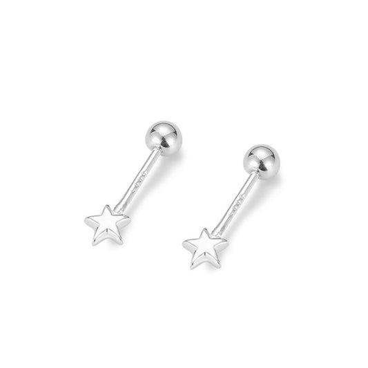 999 Fine Silver Star Screw Back Earrings
