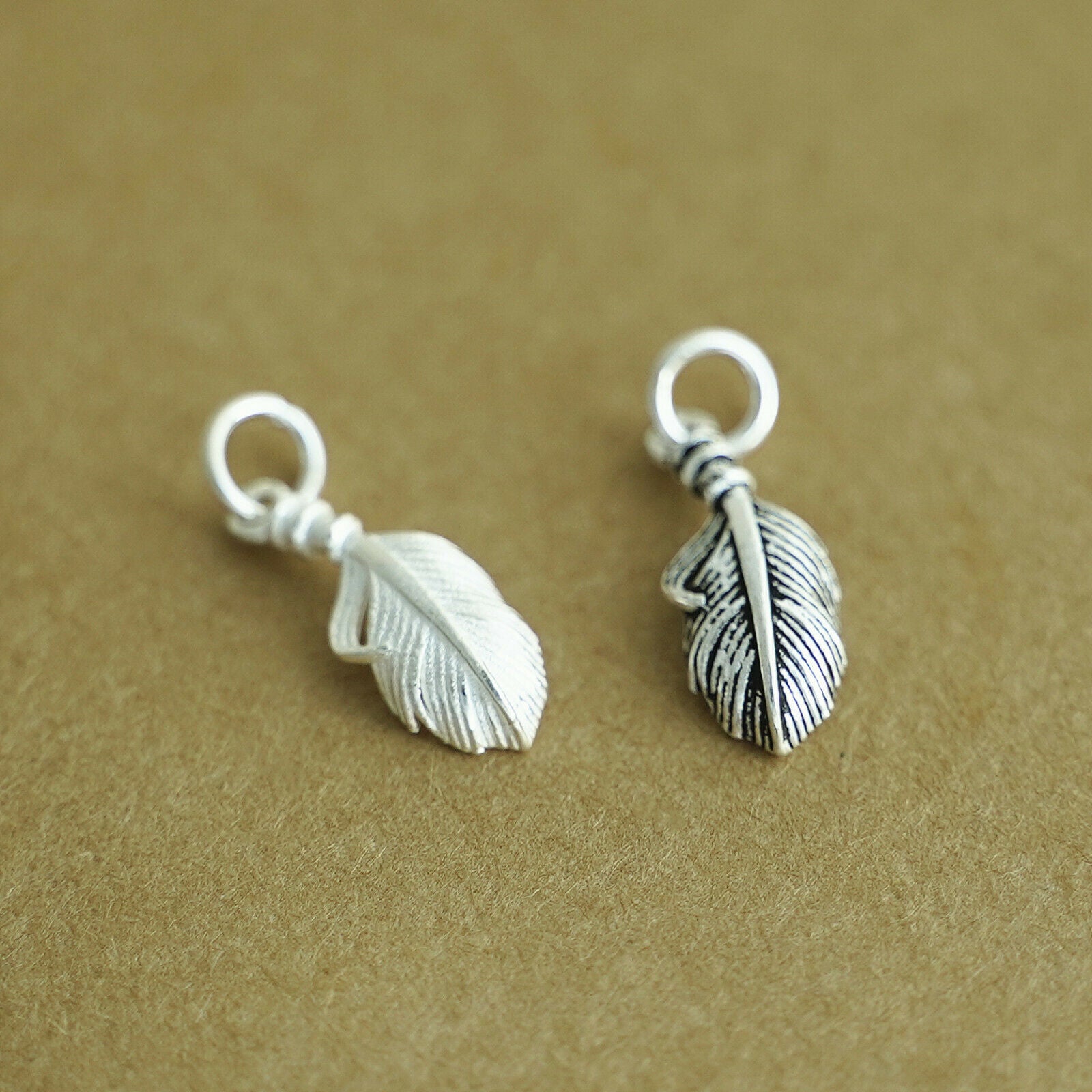 Sterling Silver Feather Angel Leaf Wing Charm Pendant For Necklace Bracelet I sugarkittenlondon
