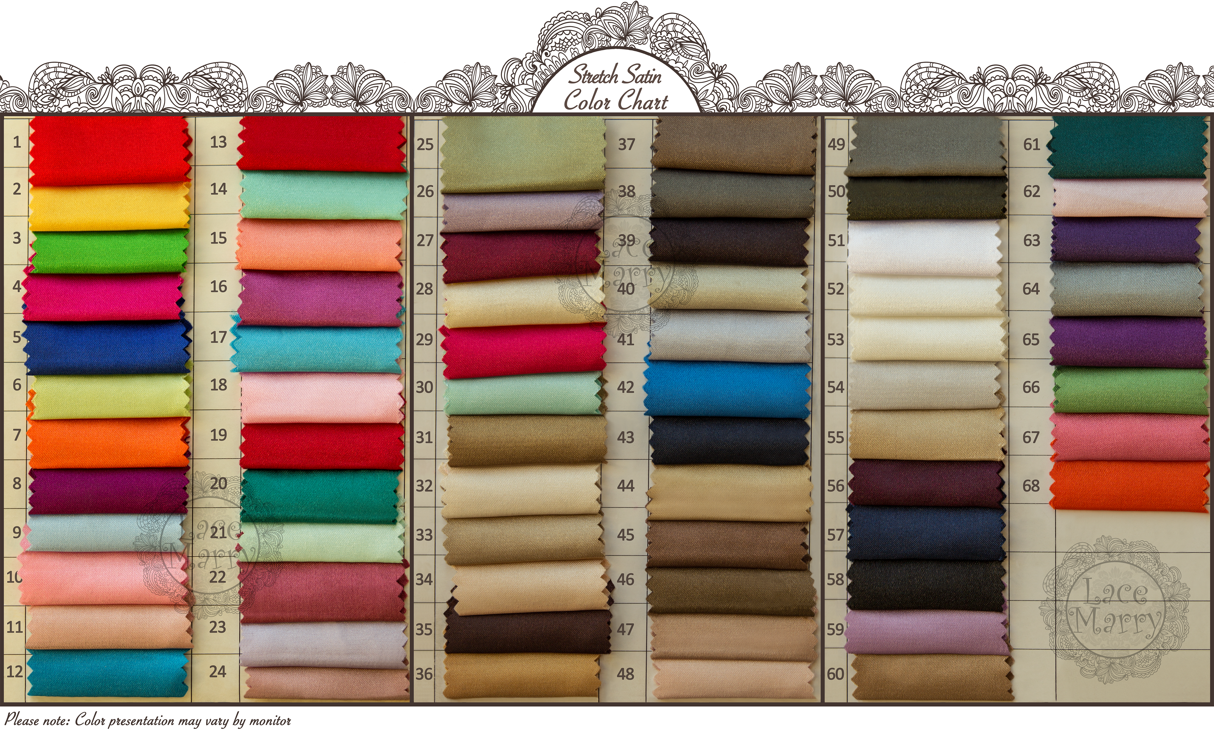 Cloth Colour Chart