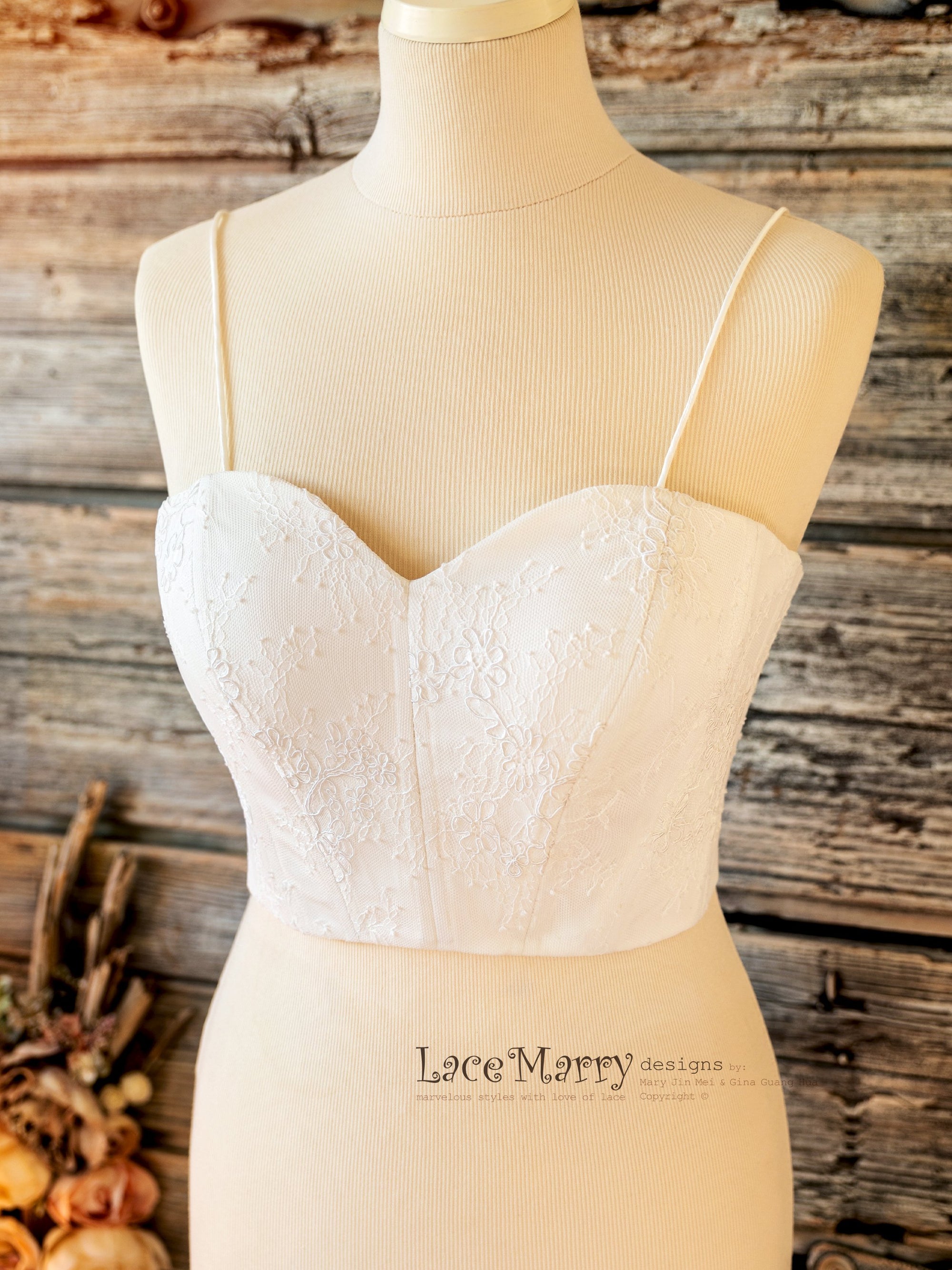 Bridal Bustier with Adjustable Straps - LaceMarry