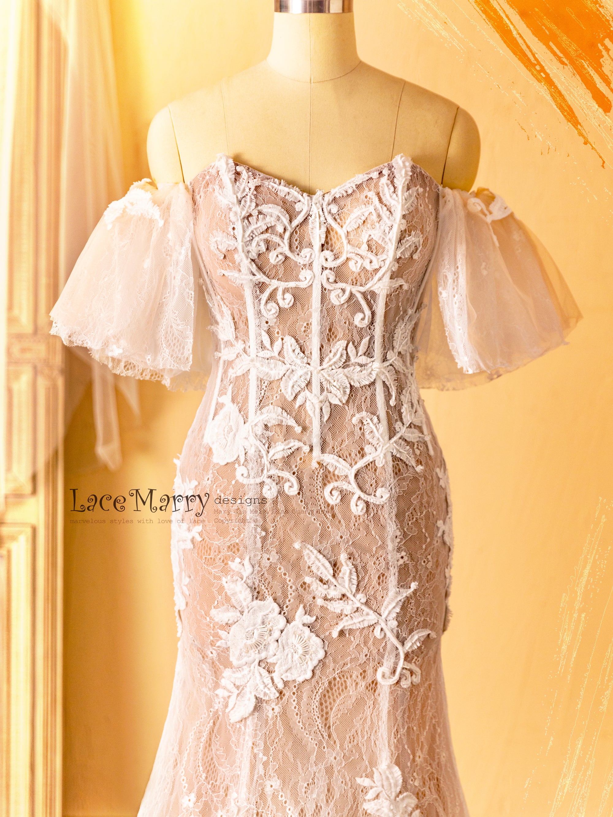 Deep Plunge Wedding Dress, Lace Corset Wedding Dress, Vivian Wedding Dress,  Fairy Wedding Gown, Backless Wedding Dress, Bridle Gown -  Canada