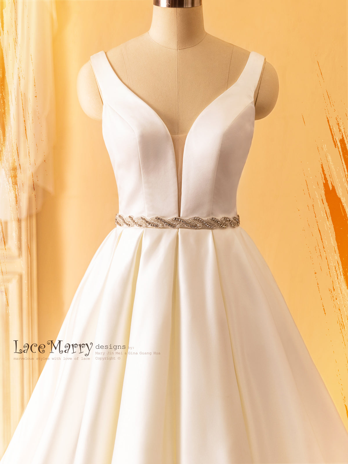 Julissa Plain Wedding Dress With Plunge Neckline Lacemarry