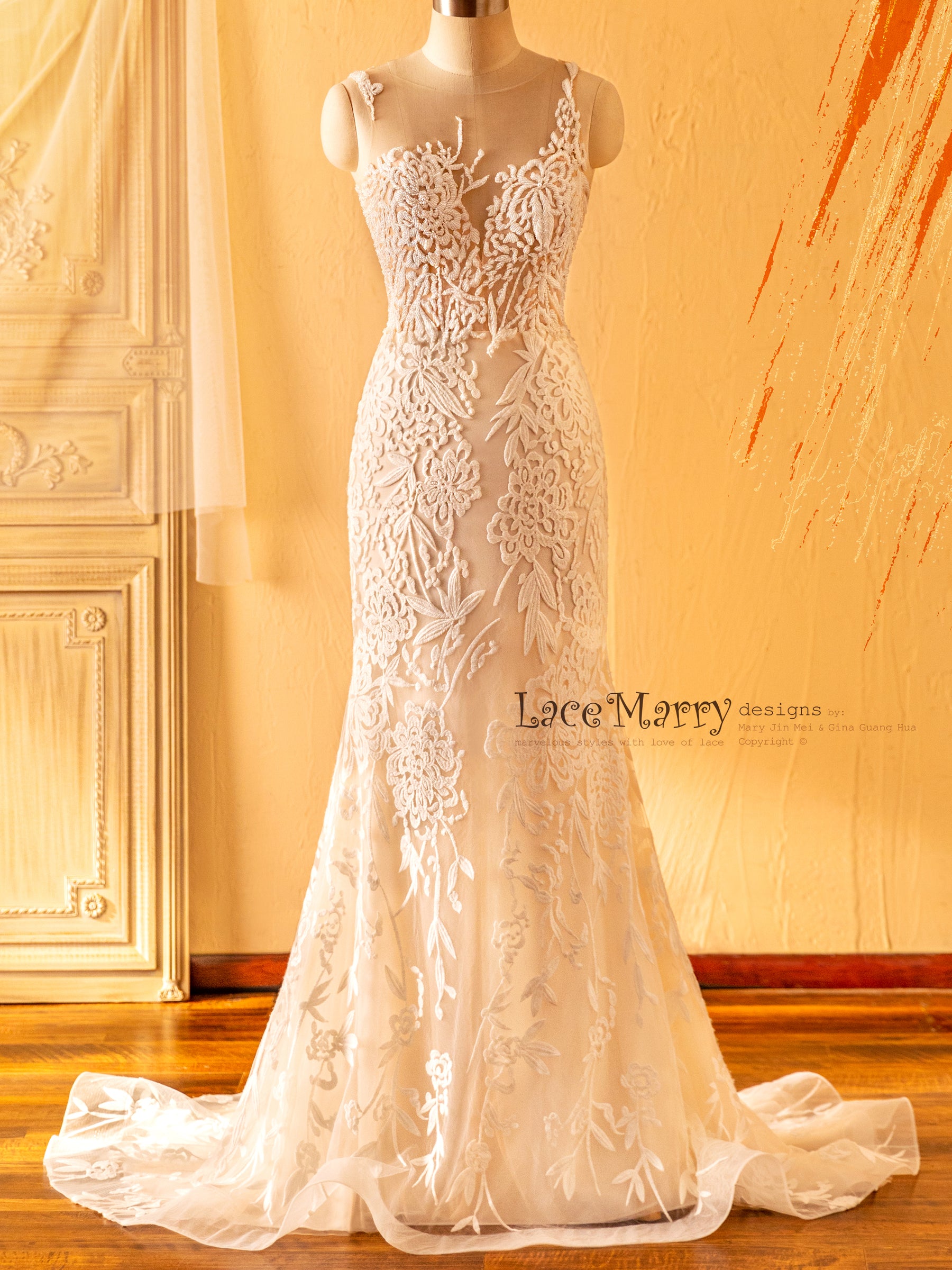 Lace Wedding Dress With No Train