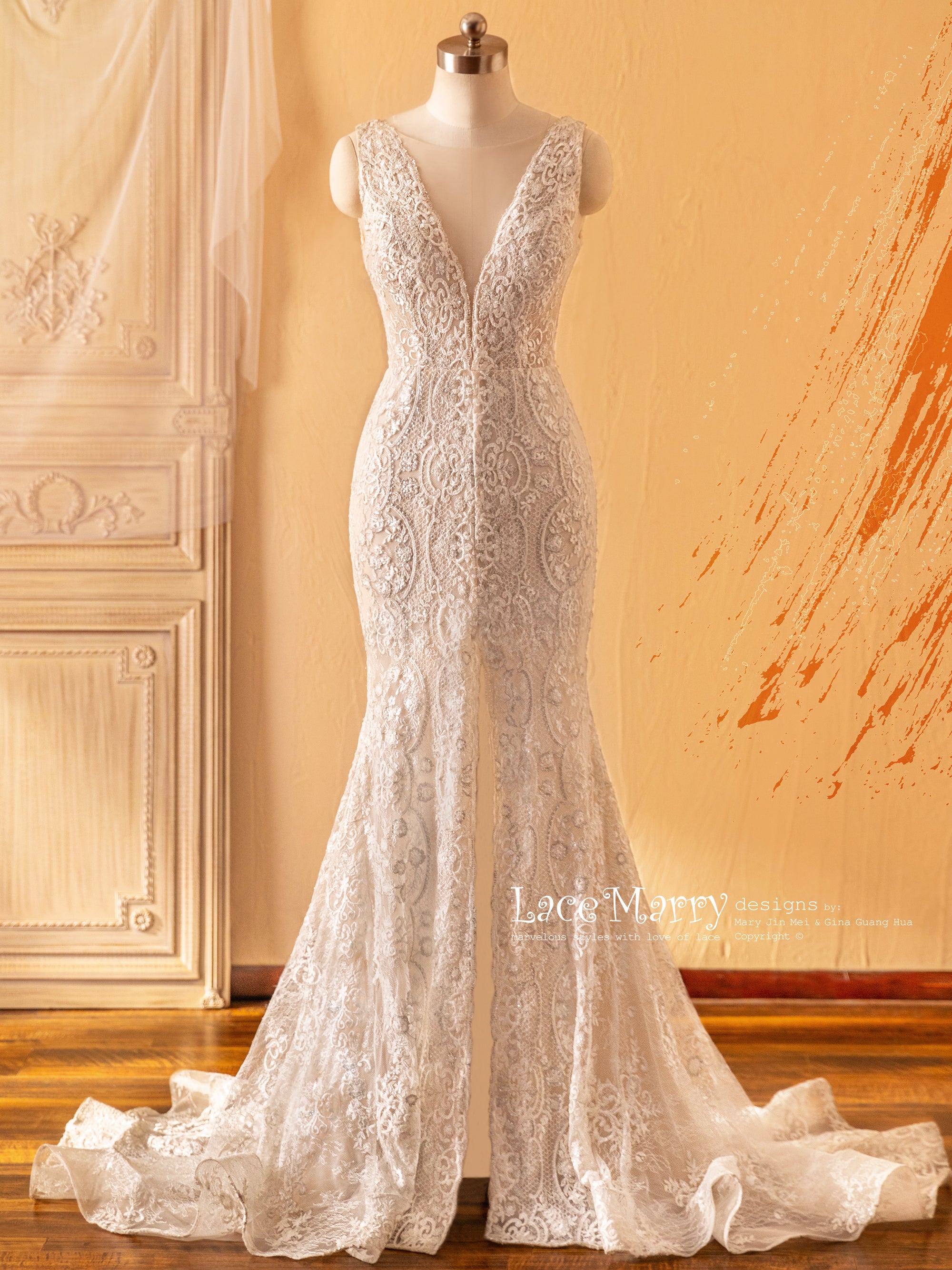 MALENA / Fit and Flare Wedding Dress With Deep Plunge Strapless