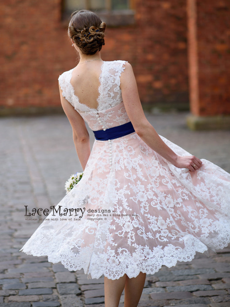 short blush wedding dress