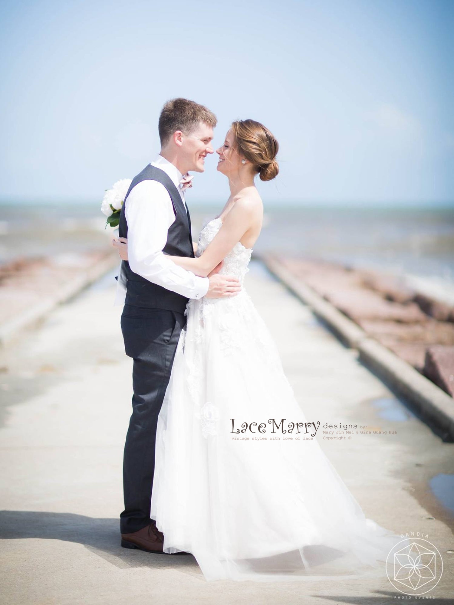 3d Lace Wedding Dress In Airy Bohemian Aline Style From Ivory Tulle