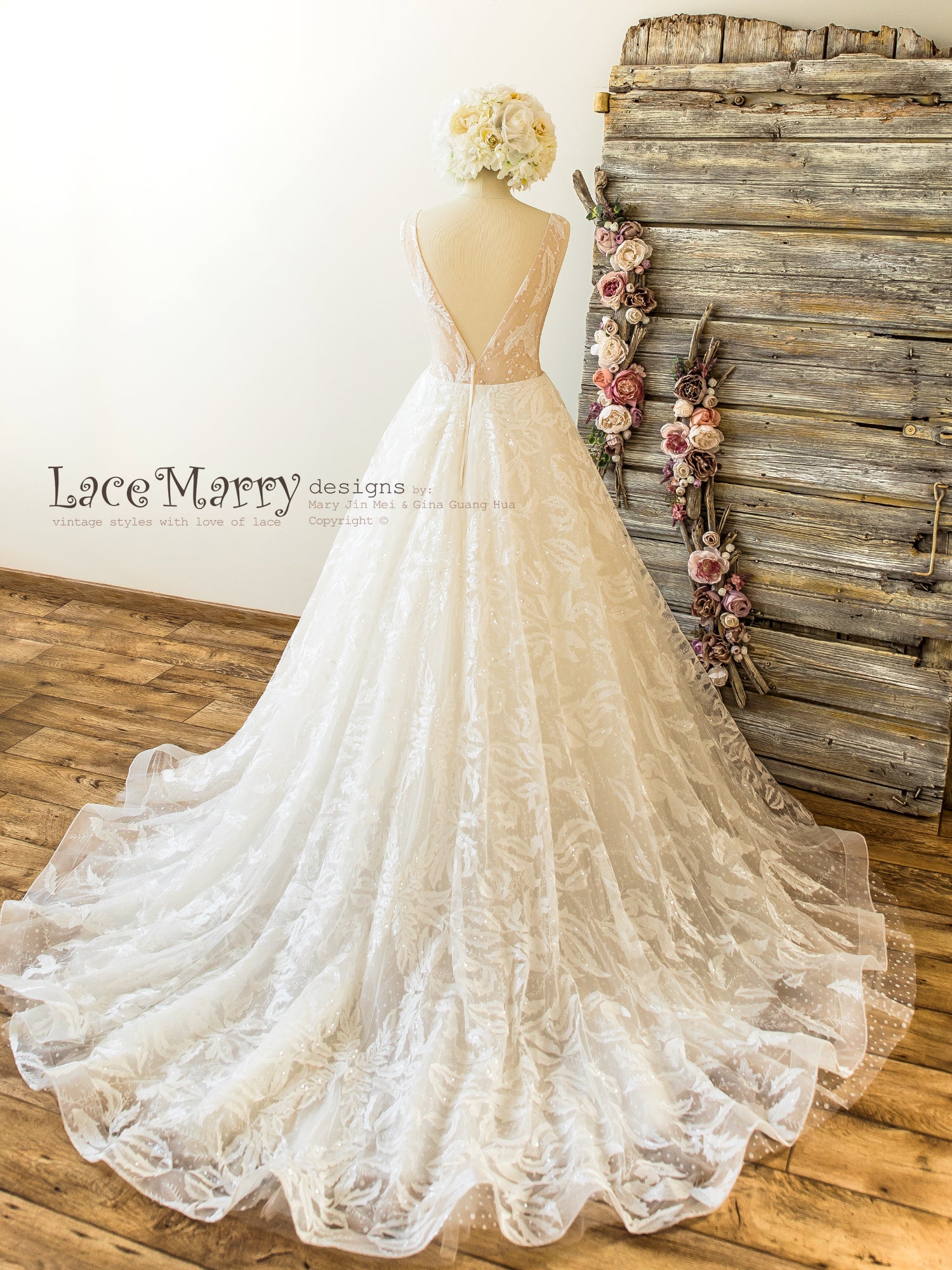 feather and lace bridal