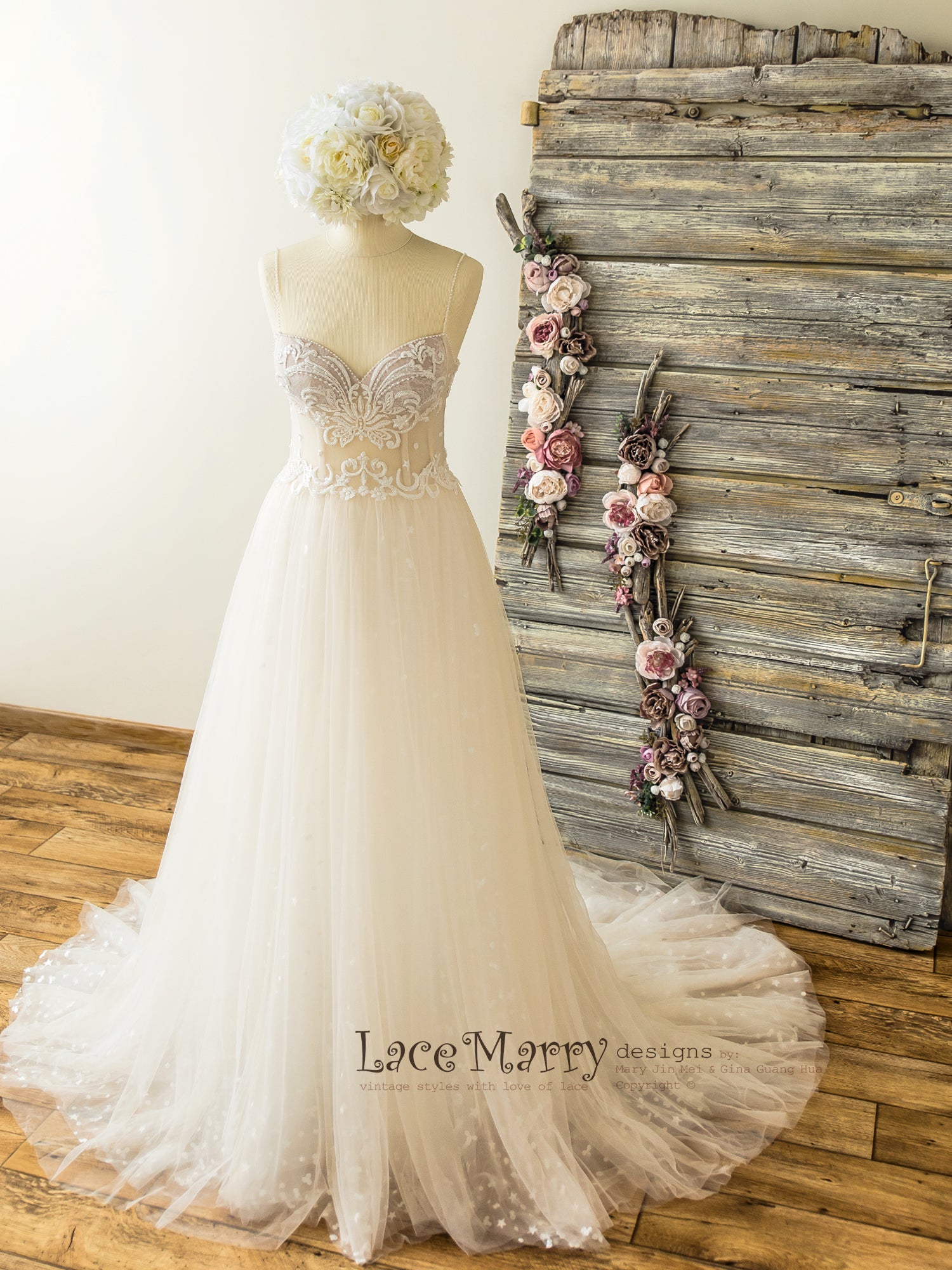 Swirl Lace Strapless Wedding Dress With Corset Back, Corset Wedding Dress,  Nude Wedding Dress, Ombre Wedding Dress, Colored Wedding Dress -  Canada