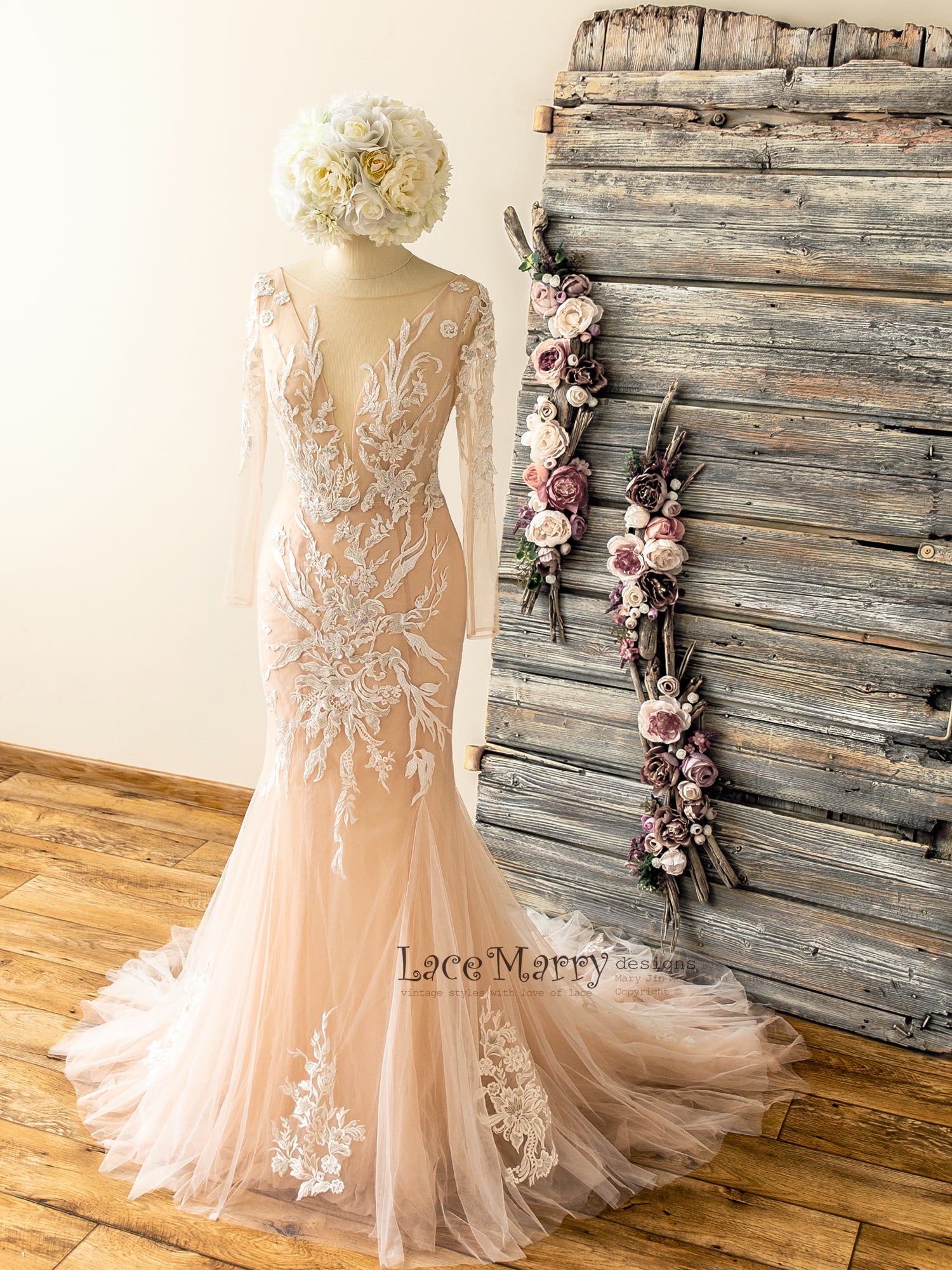 handmade lace wedding dress