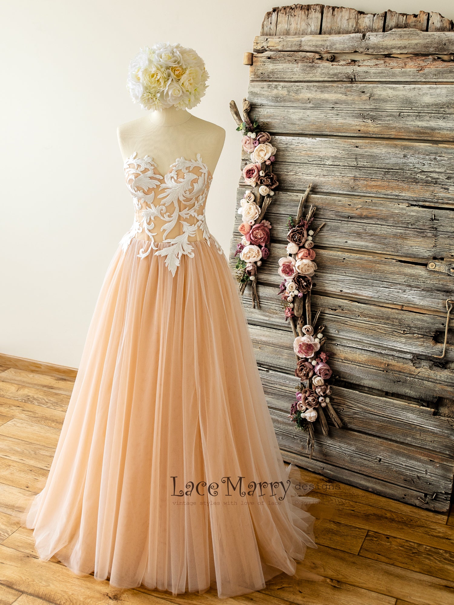 TALIA / Mermaid Wedding Dress with Strapless Bodice - LaceMarry